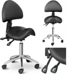 Physa - Sattelstuhl Drehstuhl Arbeitsstuhl Rollhocker Mit Lehne Verstellbar Schwarz