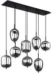 Pendelleuchte Blacky Mit 8 Rauchglaskugeln Metall Schwarz, B: 94cm