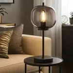 Tischleuchte Blacky Mit Rauchglas Lampenschirm, H&ouml;he 45cm