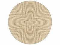 Bonnevie - Teppich,Fußmatte Handgefertigt Jute mit Spiralen-Design Weiß 150 cm
