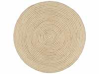 Bonnevie - Teppich,Fußmatte Handgefertigt Jute mit Spiralen-Design Weiß 90 cm