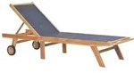Sonnenliege Klappbar Mit R&auml;dern Teak Massivholz Und Textilene - Vidaxl