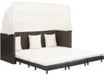Vidaxl - Ausziehbares 3-sitzer-schlafsofa Mit Dach Poly Rattan Braun