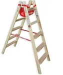 Euroline Holz Stufenstehleiter Mit Comfort-stufen Mit Werkzeugablage 2x5 Stufen