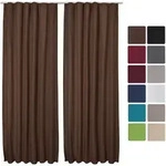 Beautissu - 2er Set Kr&auml;uselband Vorhang Amelie Luna Thermo 140x245cm Braun