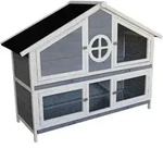 Wiltec - Kaninchenstall Graublau Wei&szlig; 1160 X 450 X 1080 Mm, Hasenvilla Als