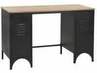 Computertisch,Schreibtisch mit Ständer Tannenholz Massiv und Stahl 120x50x76 cm