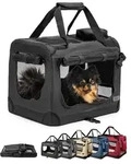 Lionto Hundetransportbox Faltbar, Stabile Stoffbox Mit Mesh-eins&auml;tzen, Ideal F&uuml;r