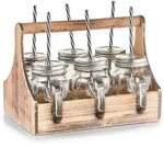 Box F&uuml;r Trinkgl&auml;ser-set, 6 X Glas Mit Stroh, Holz, Zeller