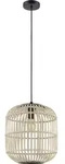 Eglo - Pendelleuchte Bordesley Schwarz-natur &Oslash; 35 Cm E27, Max. 60 W Deckenleuchte