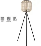 Eglo - Stehleuchte Bordesley Schwarz-natur 139 X 35 Cm E27, Max. 60 W Stehleuchte
