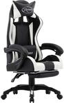 Gaming-stuhl Mit Fu&szlig;st&uuml;tze Wei&szlig; Und Schwarz Kunstleder Vidaxl