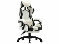 Gaming-Stuhl mit Fußstütze Schwarz und Weiß Kunstleder vidaXL327230