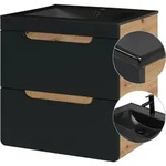 Waschtischunterschrank 61 Cm Inkl. Keramikbecken Schwarz New-luton In Seidenmatt