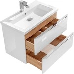 Waschtischunterschrank 80cm Mit Keramik-waschtisch Toskana-56 Hochglanz Wei&szlig;, B/h/t