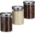 Vorratsglas 3er Set, Je 750ml, Luftdicht, Edelstahl Deckel, F&uuml;r M&uuml;sli, Reis & Tee,