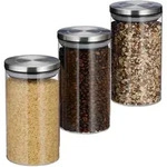 Vorratsglas 3er Set, Je 1 L, Luftdicht, Edelstahl Deckel, F&uuml;r Pasta, M&uuml;sli & Reis,