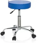 Hocker / Drehhocker / Arbeitsstuhl Operator Ii Kunstleder Blau Chrom Hjh Office
