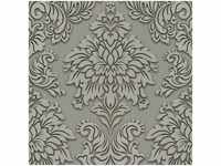 Ornament Tapete mit Silber Glitzer Effekt Barock Vliestapete in Grau ideal für