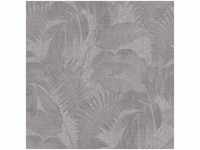 Bricoflor - Blätter Tapete im Boho Chic Palmenblätter Vliestapete in Dunkelgrau