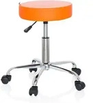 Hocker / Drehhocker / Arbeitsstuhl Operator Ii Kunstleder Orange Chrom Hjh Office