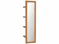 Bonnevie - Wandspiegel Badzimmer Spiegel mit Regalen 30×30×120 cm Teak...