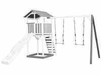 Beach Tower Spielturm aus Holz in Weiß & Grau Spielhaus für Kinder mit weißer