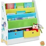 Relaxdays - Kinderregal Meermotiv, 2 Boxen, 3 F&auml;cher, Spielzeug Aufbewahrung,...
