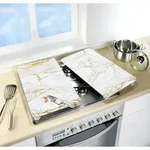 Herdabdeckplatten Universal Marmor Gold 2er Set, F&uuml;r Alle Herdarten, Wei&szlig;,