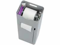Wenko - 6 in 1 Stand WC-Garnitur Imon Grau matt, integrierter Toilettenpapierhalter,