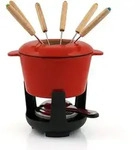 Bbq-toro - 13-teiliges Gusseisen Fondue Set F&uuml;r 6 Personen 1 L Emailliert Rot