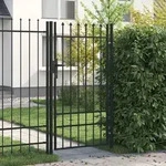 Zauntor Einzelfl&uuml;gel Mit Speerspitzen Stahl 1 X 1,75 M Schwarz - Vidaxl