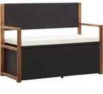 Vidaxl - Bank Mit Stauraum 115 Cm Poly Rattan Massivholz Akazie Schwarz