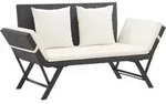 Gartenbank Mit Auflagen 176 Cm Schwarz Poly Rattan - Vidaxl