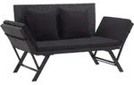 Vidaxl Gartenbank Mit Auflagen 176 Cm Schwarz Poly Rattan
