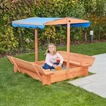 Home Deluxe - Sandkasten Mit Sonnensegel Buddelkiste - 110 X 110 Cm Sandkasten Holz