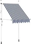Vidaxl Manual Retractable Awning 150 Cm Blue And White Stripes