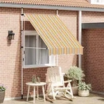 Vidaxl Manual Retractable Awning 150 Cm Yellow And Blue Stripes