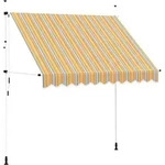 Einziehbare Markise Handbetrieben 250 Cm Gelb/blau Gestreift Vidaxl