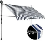Vidaxl - Einziehbare Markise Handbetrieben Mit Led 250 Cm Blau Und Wei&szlig;