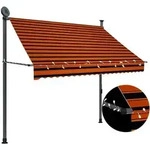 Einziehbare Markise Handbetrieben Mit Led 200 Cm Orange Braun Vidaxl