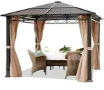 Gartenpavillon 3x3 M Wasserdicht Alu Deluxe Pavillon Mit 4 Seitenteilen Partyzelt In