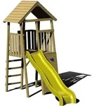 Kinderspielhaus, Kletterturm 'falke' Mit Rutsche Und Kletterwand, Holz / Gelb -...