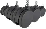 5x Teppichrollen Rolo No-noise 11mm / 75mm B&uuml;ro-stuhl-rollen F&uuml;r Teppich (5er Pack)