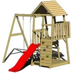 Wendi Toys - Holz Spielturm Panda Inkl. Rutsche, Kletterwand Und Schaukel Natur