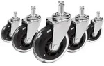 5x Hartbodenrollen Rolo Skate 11mm / 75 Mm B&uuml;ro-stuhl-rollen Chrom Transparent (5er