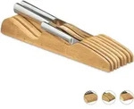 Messerblock Schublade, Ohne Messer, Liegend, Bambus, F&uuml;r 7 Messer, Hbt: 5x9,5x40 Cm,
