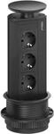 Evoline Port Steckdosenelement Schwarz, 3 Steckdosen Wippdeckel Schwarz