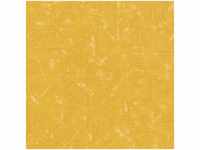 Gelbe Tapete mit Dreieck Muster Besondere Uni Tapete mit Vintage Design Einfarbige