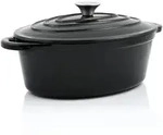 Gusseisen Cocotte, 4,3 Liter, Schwarz, Oval, Emaillierter Gusseisen Br&auml;ter Mit
